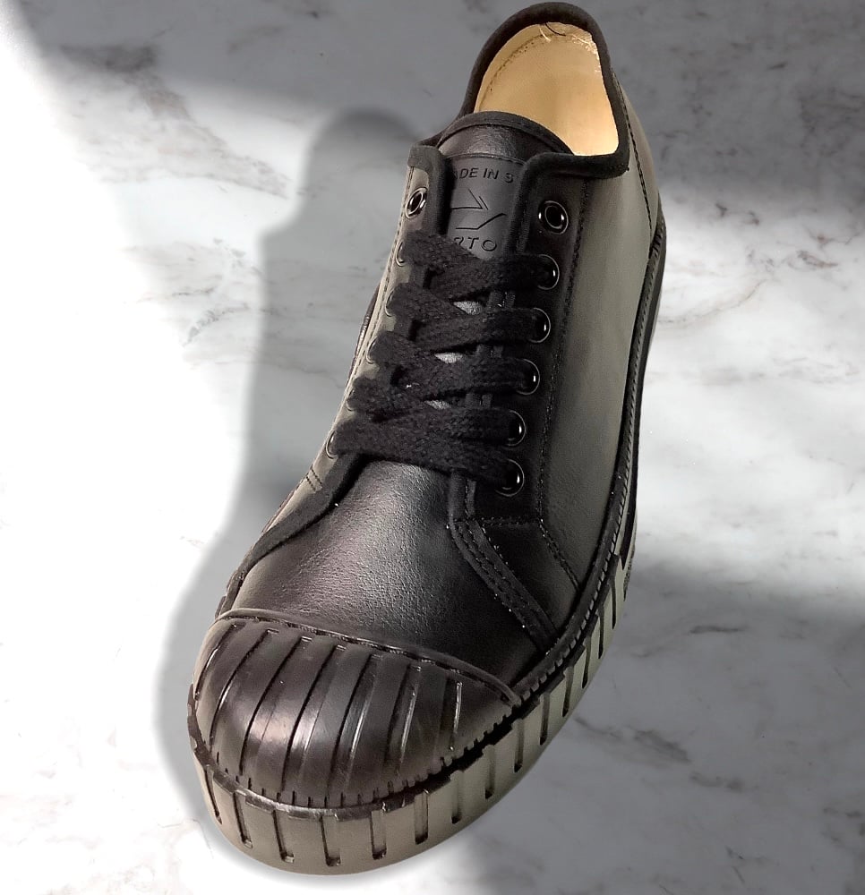 Tortola all black leather lo top sneaker shoes made in