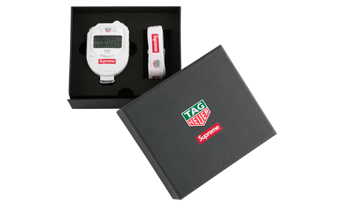 Supreme Tag Heuer Pocket Pro Stopwatch White WWW.BDOTSTOCK.COM