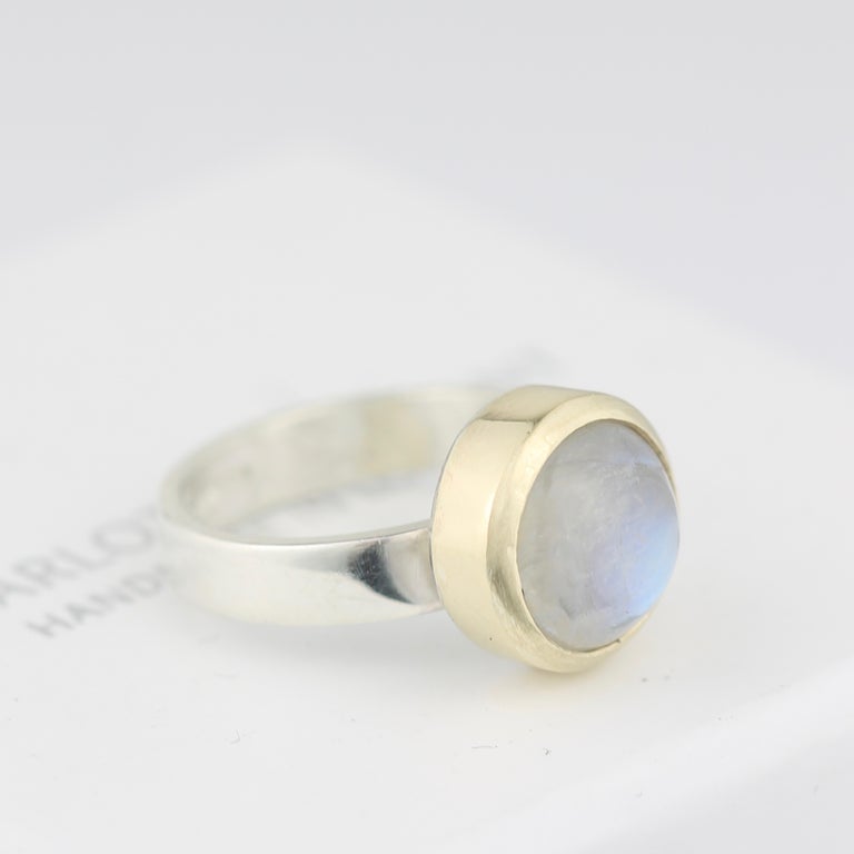Image of medium moonstone ring with gold setting