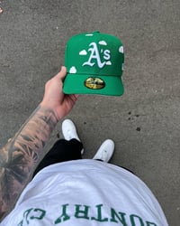 Image 2 of  PARTLY CLOUDY GREEN OAKLAND ATHLETICS CUSTOM FITTED CAP