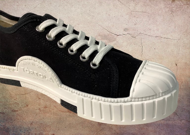 Tortola black canvas lo top sneaker shoes made in Spain Image 4