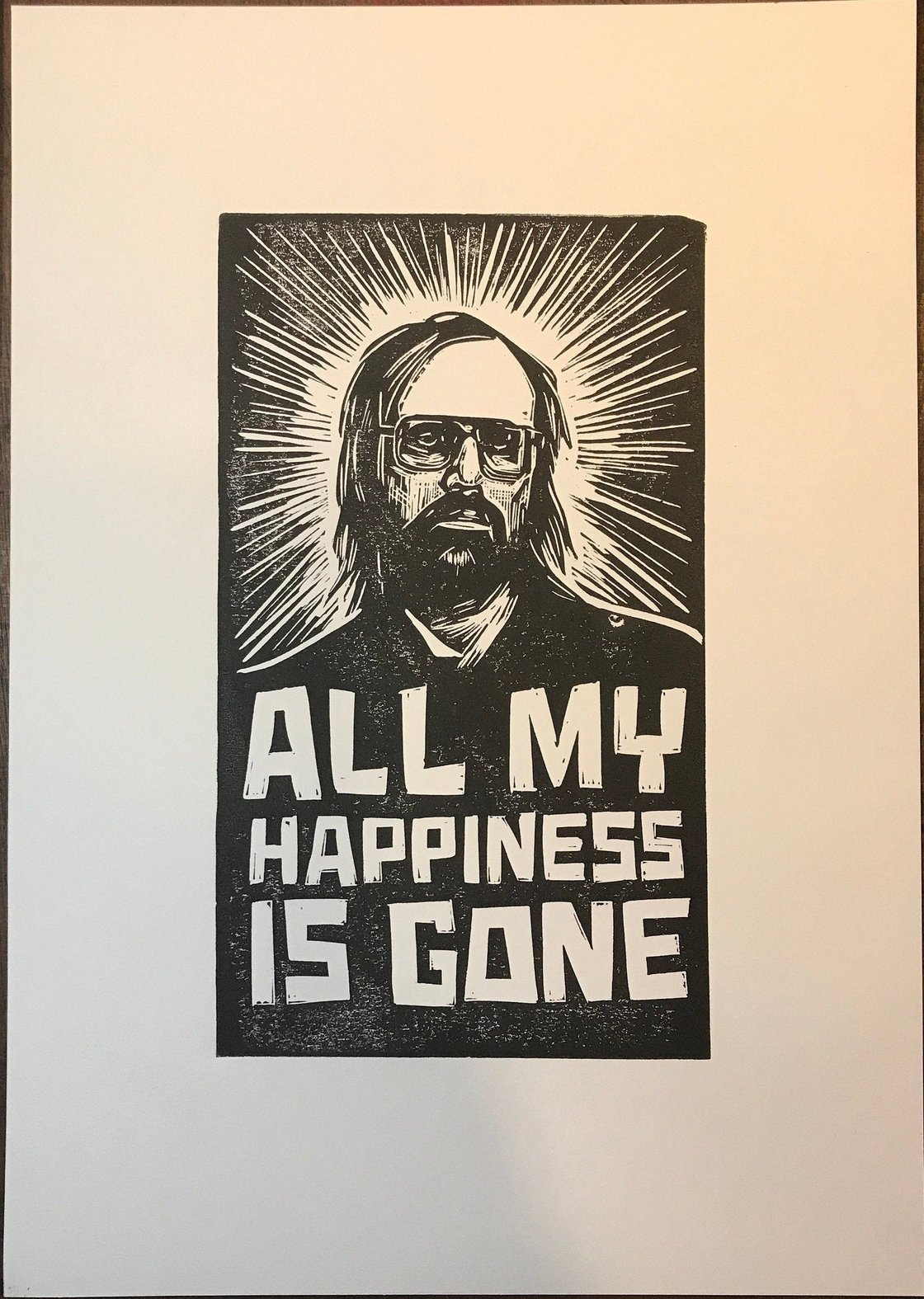 Image of David Berman. Hand Made. Original A4 linocut print. Limited and Signed. Art.