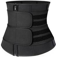 Image of Women Neoprene Workout Waist Trainer Corset Weight Loss Sauna Sweat Trimmer Belt Double Straps 