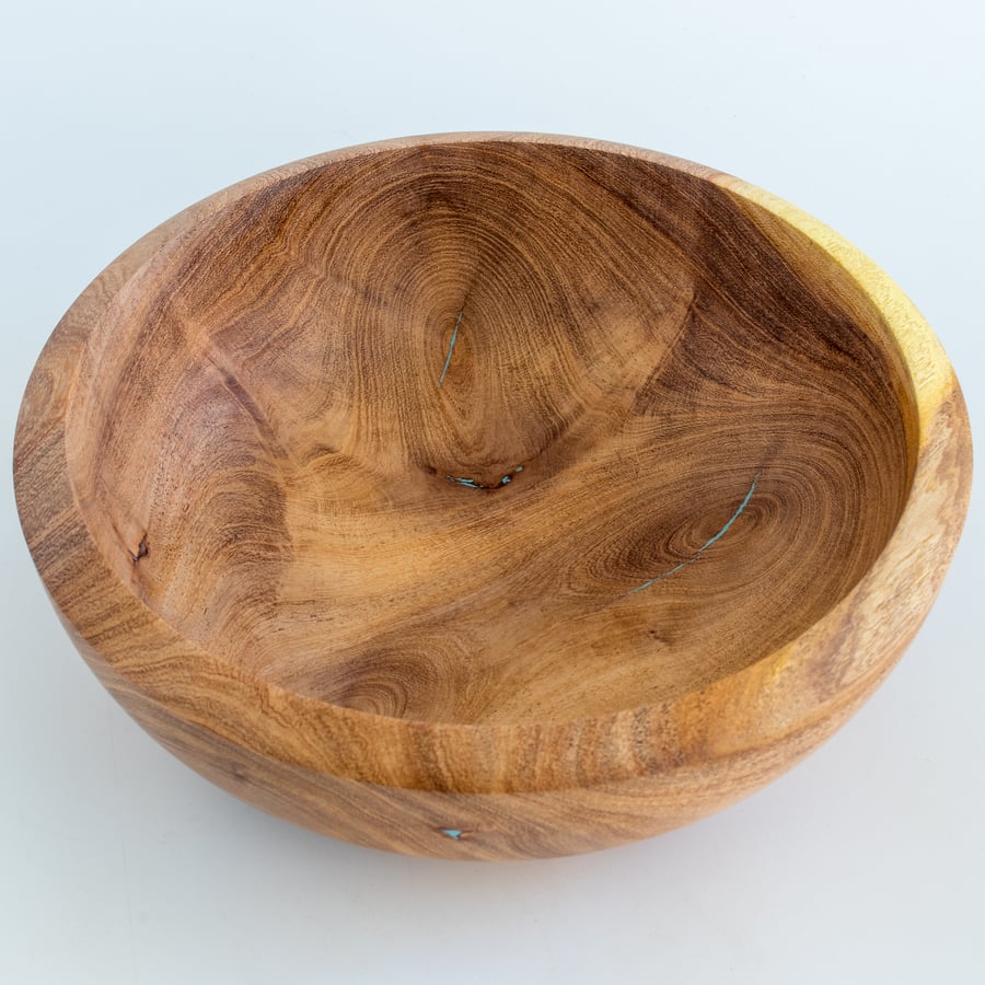 Image of Mesquite Crotch Bowl with Turquoise Inlay