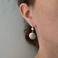Image 4 of Sterling Silver and Freshwater Pearl Shell Studs