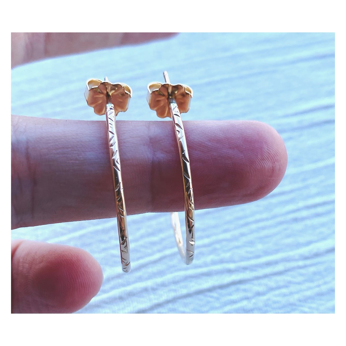 Image of Small Stamped 14K. Gold Fill Post Hoops