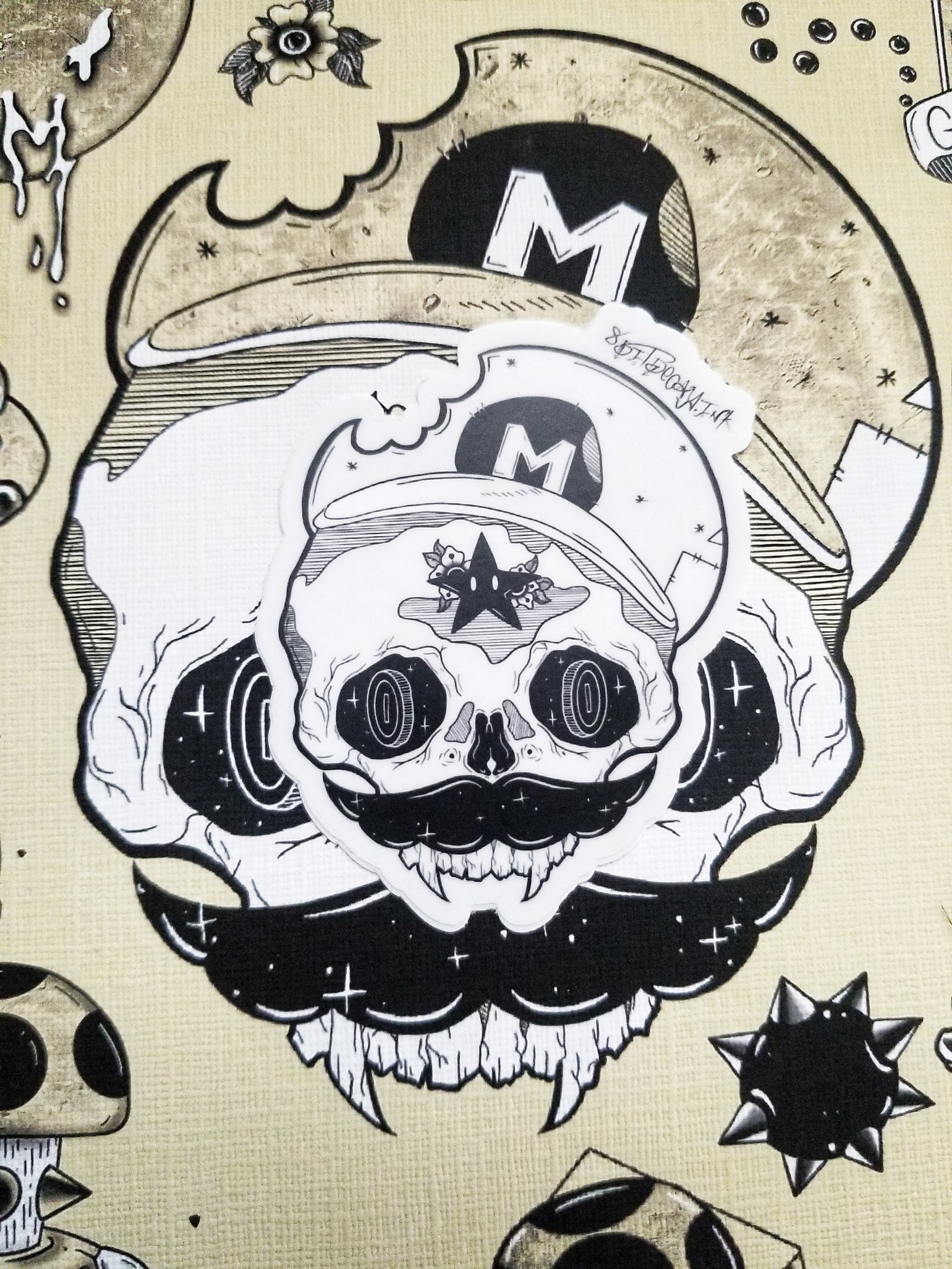 Image of Mario Skully Die-Cut Sticker