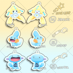 Pokemon Eeveelutions + Pallet Pals Charms (2 inch, Clear Acrylic + Glitter)