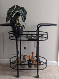 Image 1 of vintage black metal bar cart