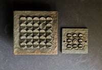 Image 2 of Bronze Door Handle & Bell Push Plate with Modernist Circle Pattern