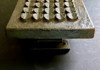 Image 3 of Bronze Door Handle & Bell Push Plate with Modernist Circle Pattern