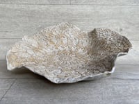 Image 1 of Hand built rustic doily inlaid bowl large 32cm