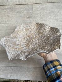 Image 3 of Hand built rustic doily inlaid bowl large 32cm