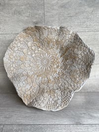 Image 5 of Hand built rustic doily inlaid bowl large 32cm