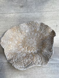 Image 4 of Hand built rustic doily inlaid bowl large 32cm