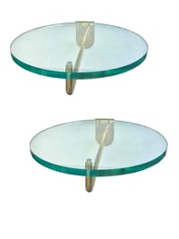 Image 1 of Pair of Circular Glass and Brass Display Shelves