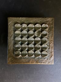 Image 1 of Bronze Door Handle & Bell Push Plate with Modernist Circle Pattern