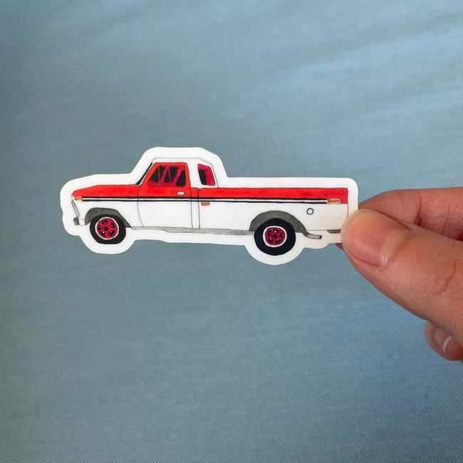 Red and white truck stickers