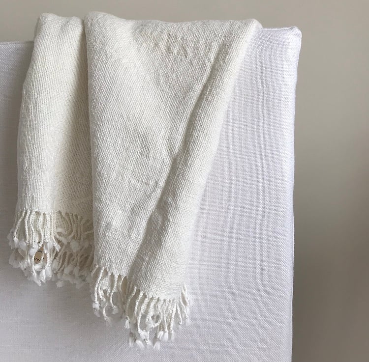 Image of Soft White Cotton Fringe Towel