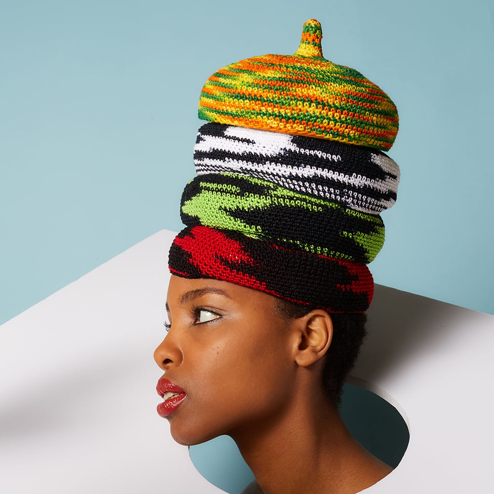 Image of Crochet  beret cover  (red pvc hat not included)