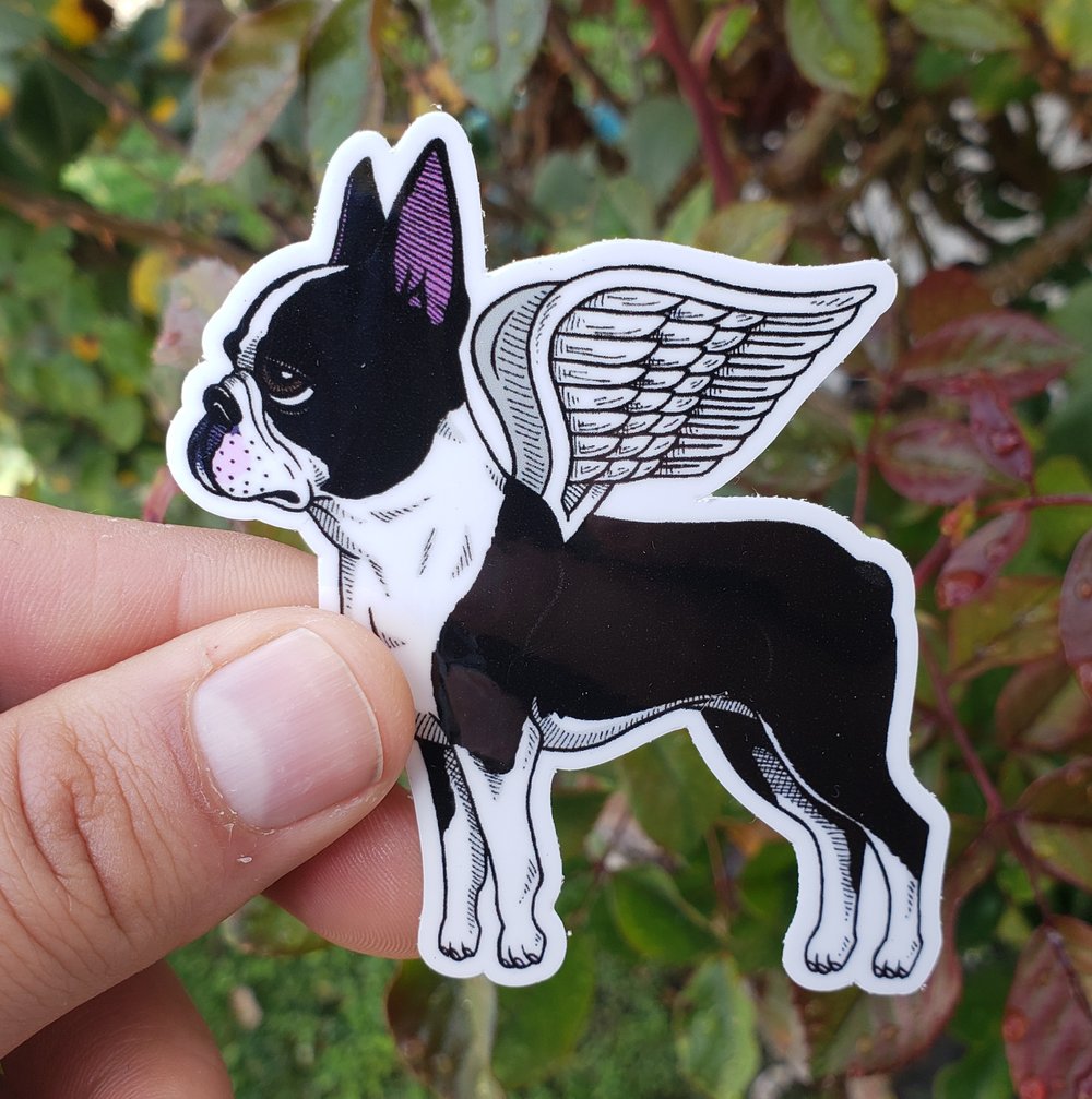 Flying Boston Terrier 3" Vinyl Sticker