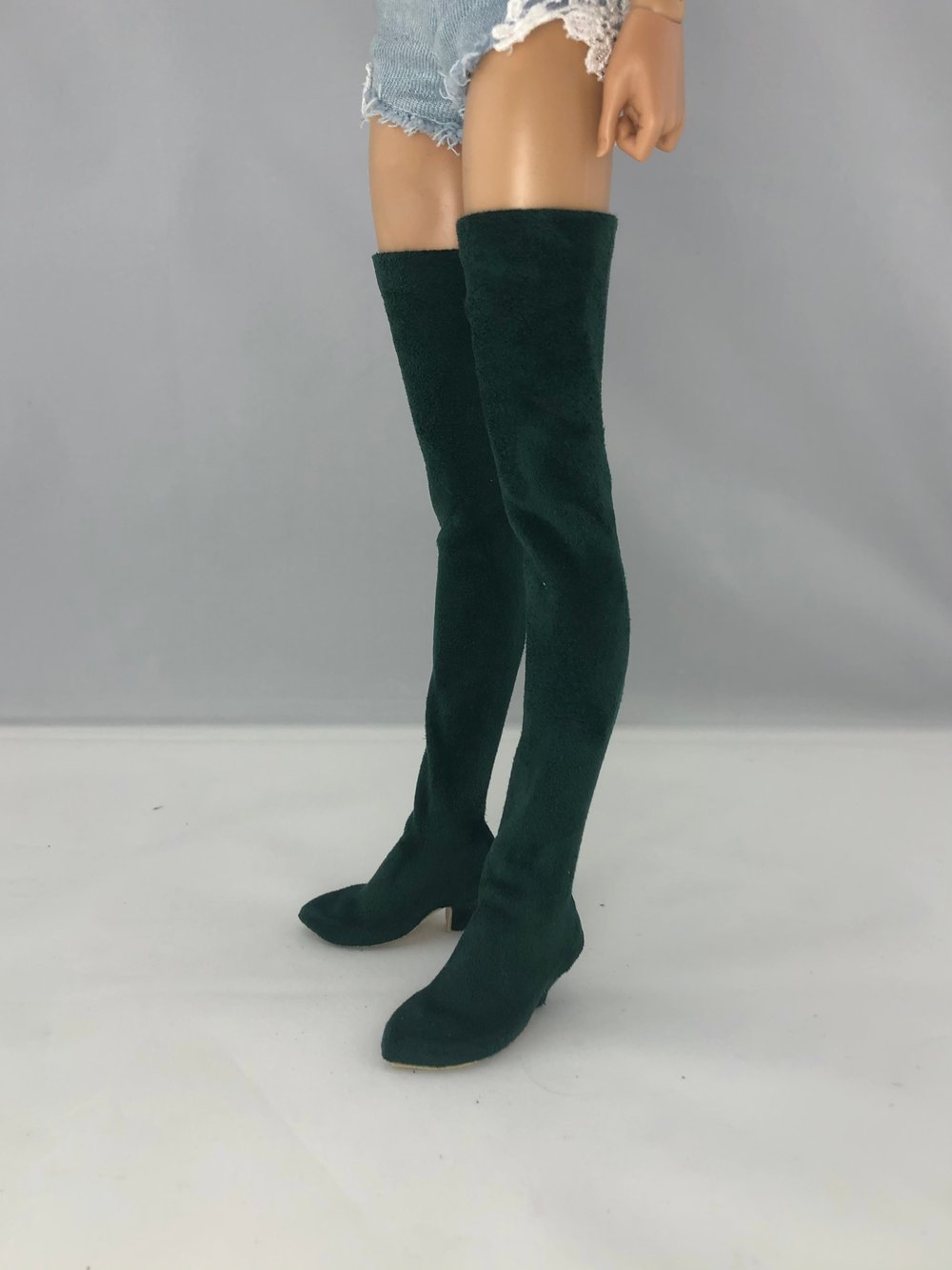Emerald Suede Thigh High Boots: Minifee 