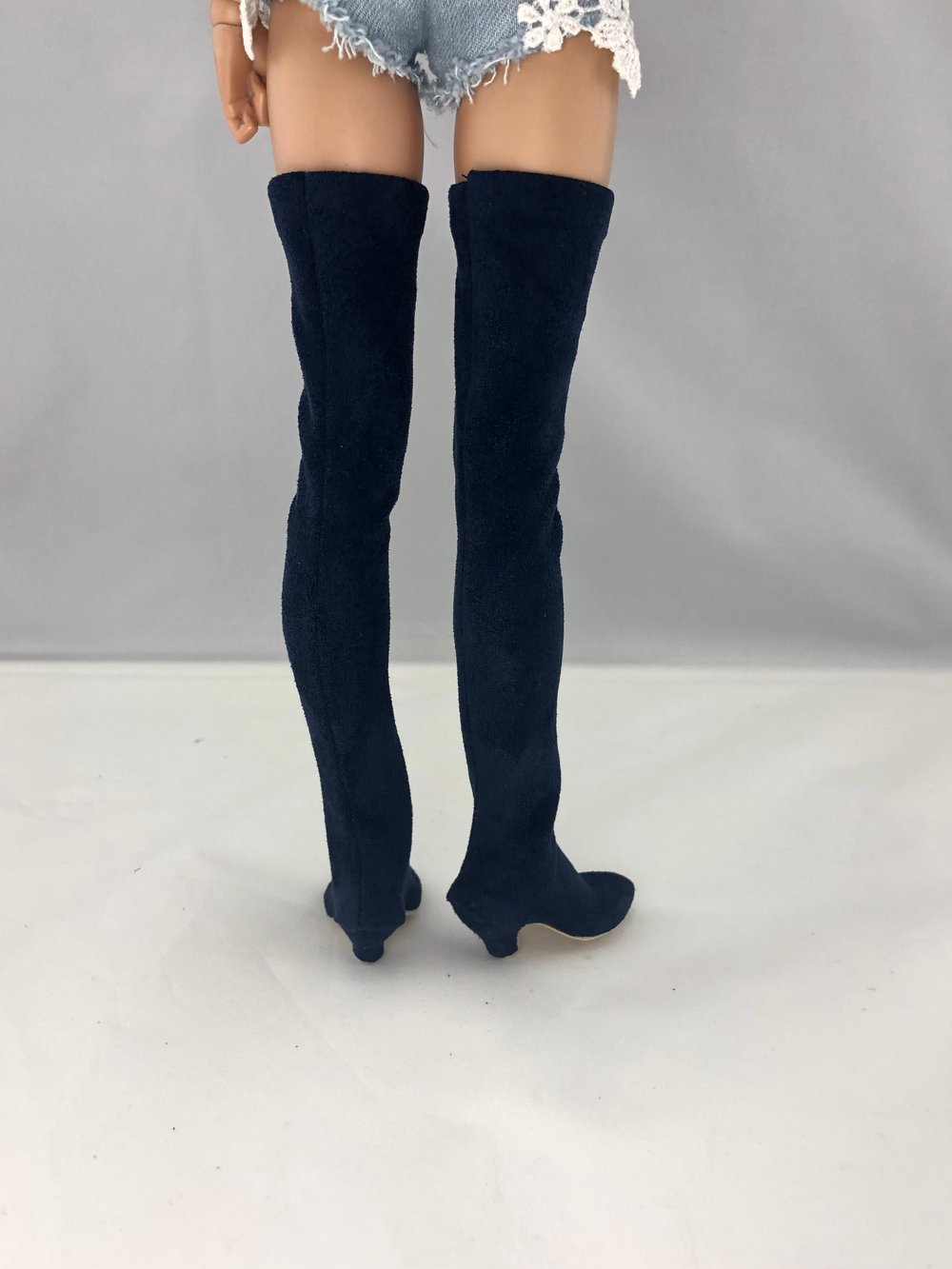 Navy Suede Thigh High Boots: Minifee 