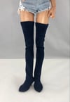 Navy Suede Thigh High Boots: Minifee 