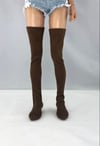 Brown Suede Thigh High Boots: Minifee 