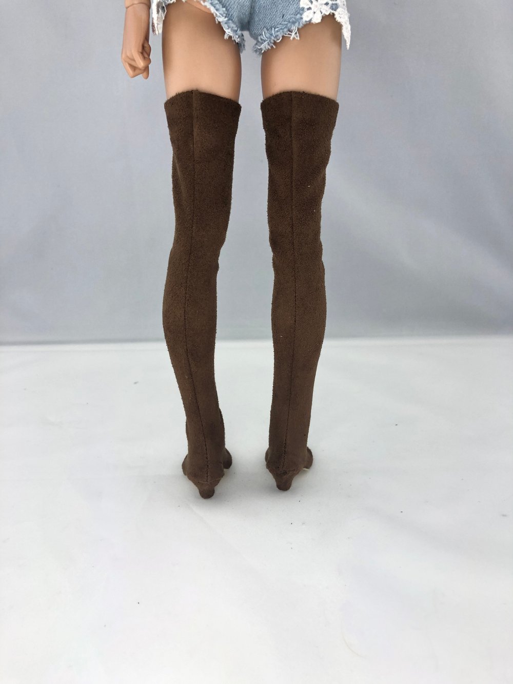 Brown Suede Thigh High Boots: Minifee 