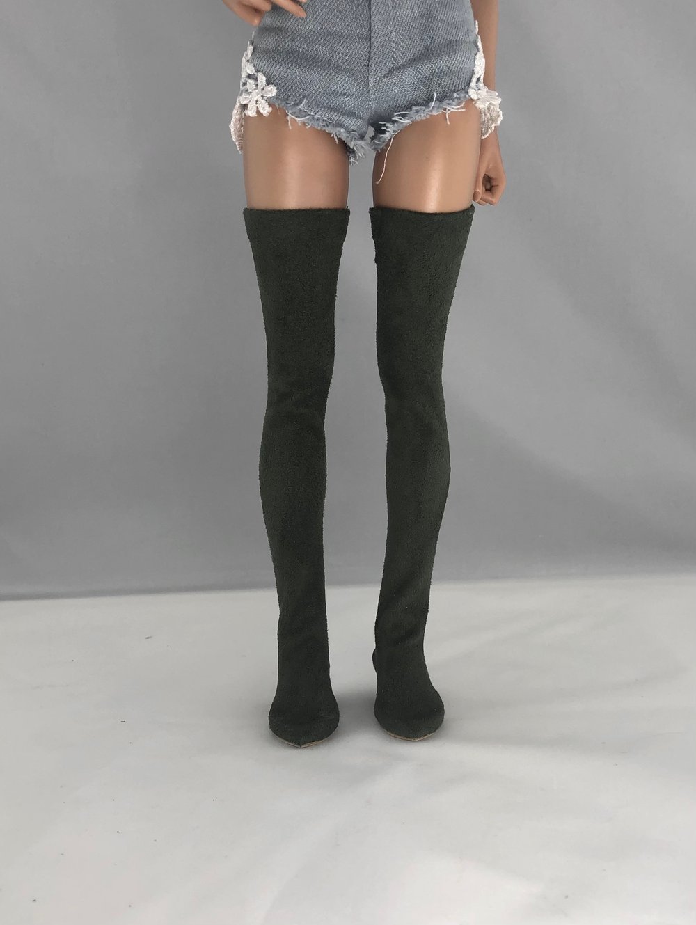 Olive Suede Thigh High Boots: Minifee