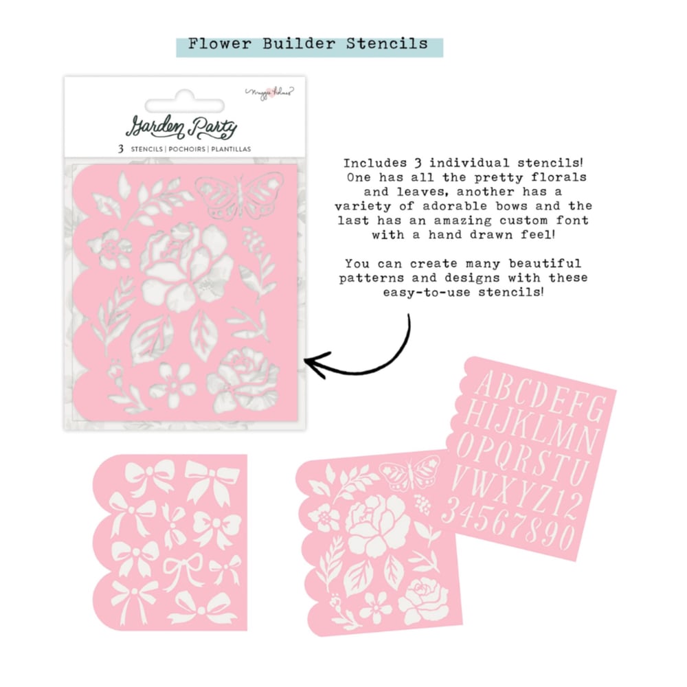 Image of Maggie Holmes | Garden Party Flower Builder 3pc. Stencils 