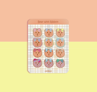 STICKER SHEET: Bear with Ribbon