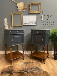 Image 1 of Stunning French marble oak bedsides