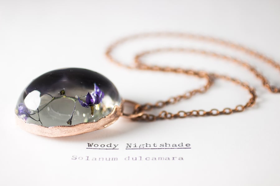 Image of Woody Nightshade (Solanum dulcamara) - Copper Plated Necklace #3