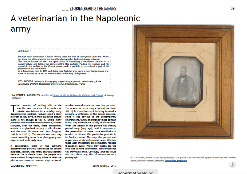 Image of Free article: A veterinarian in the Napoleonic army, Daguerreobase 2015