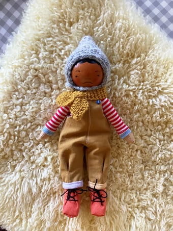 Image of Mini Madchen Cloth and Wood Art Doll : Black w/ Granite Pixie