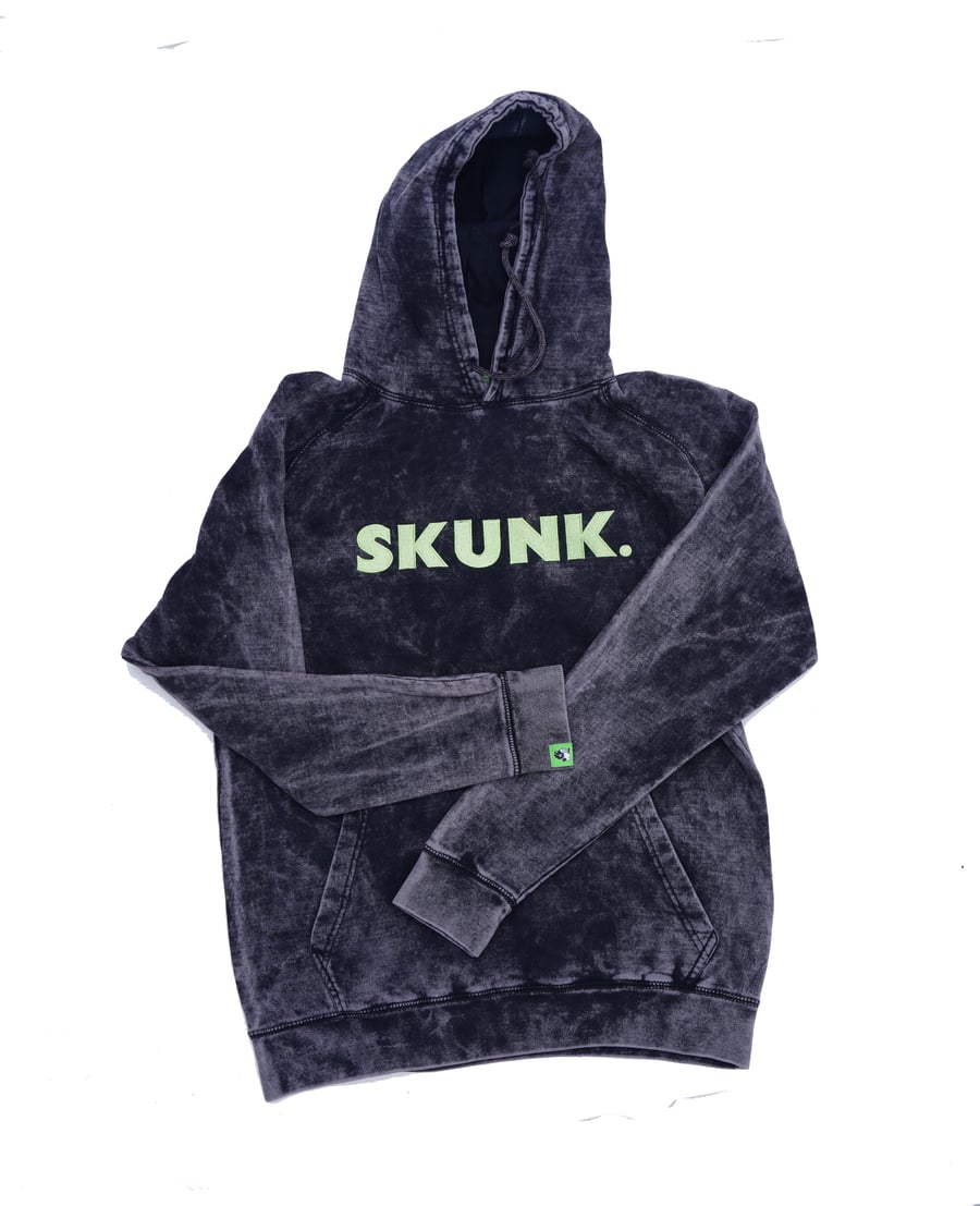 Image of "Skunk." Hoodie (black/slimegreen)