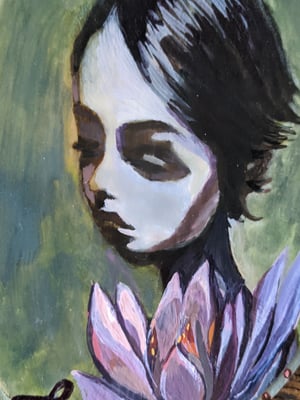 Image of Twiggy,  the little fire, original Tempera painting 
