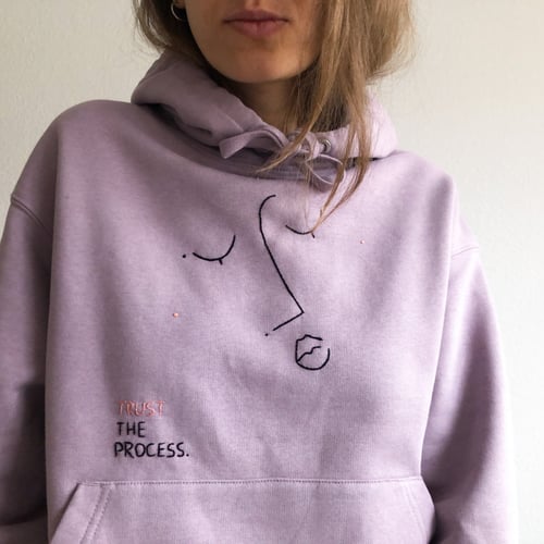 Image of Trust the process - hand embroidered organic cotton hoodie, Unisex, available in ALL sizes