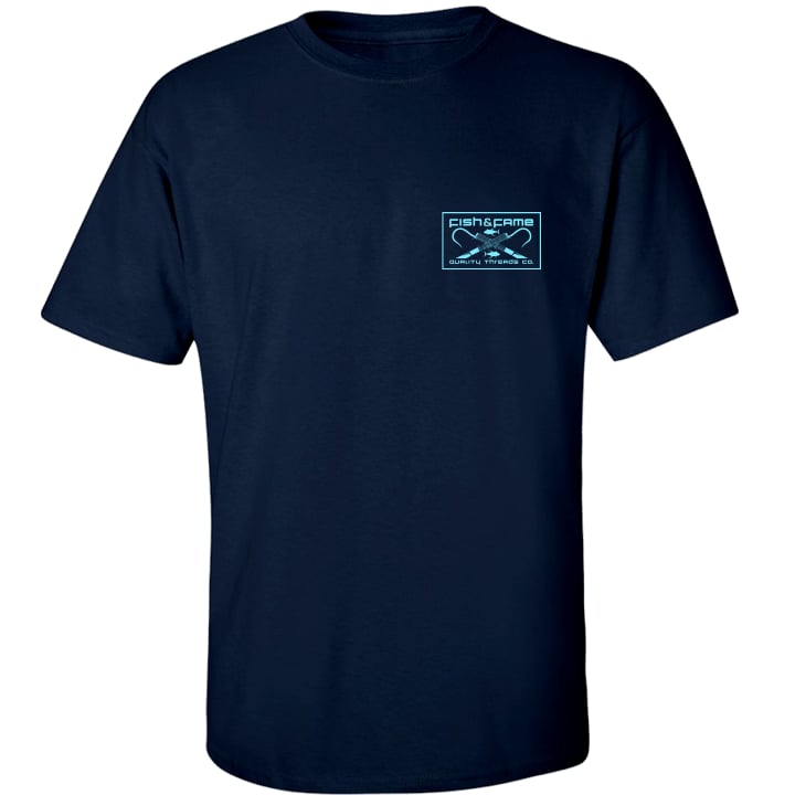 Youth Fishing Cotton T-shirts with Reel Fishy Pirate Skull & Salt Fishing Rods Logo 12M / Navy