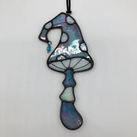 Image 2 of Blue/Pink Iridescent Pixie Mushroom Suncatcher