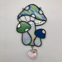 Image 1 of Green and Blue Mushie Trio Suncatcher 