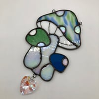 Image 2 of Green and Blue Mushie Trio Suncatcher 
