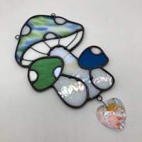 Image 3 of Green and Blue Mushie Trio Suncatcher 