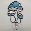 Blue Iridescent Mushie Trio Suncatcher