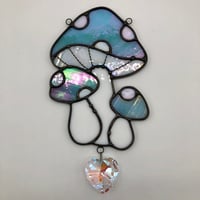 Image 1 of Blue Iridescent Mushie Trio Suncatcher 