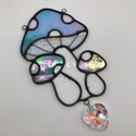 Blue Iridescent Mushie Trio Suncatcher 