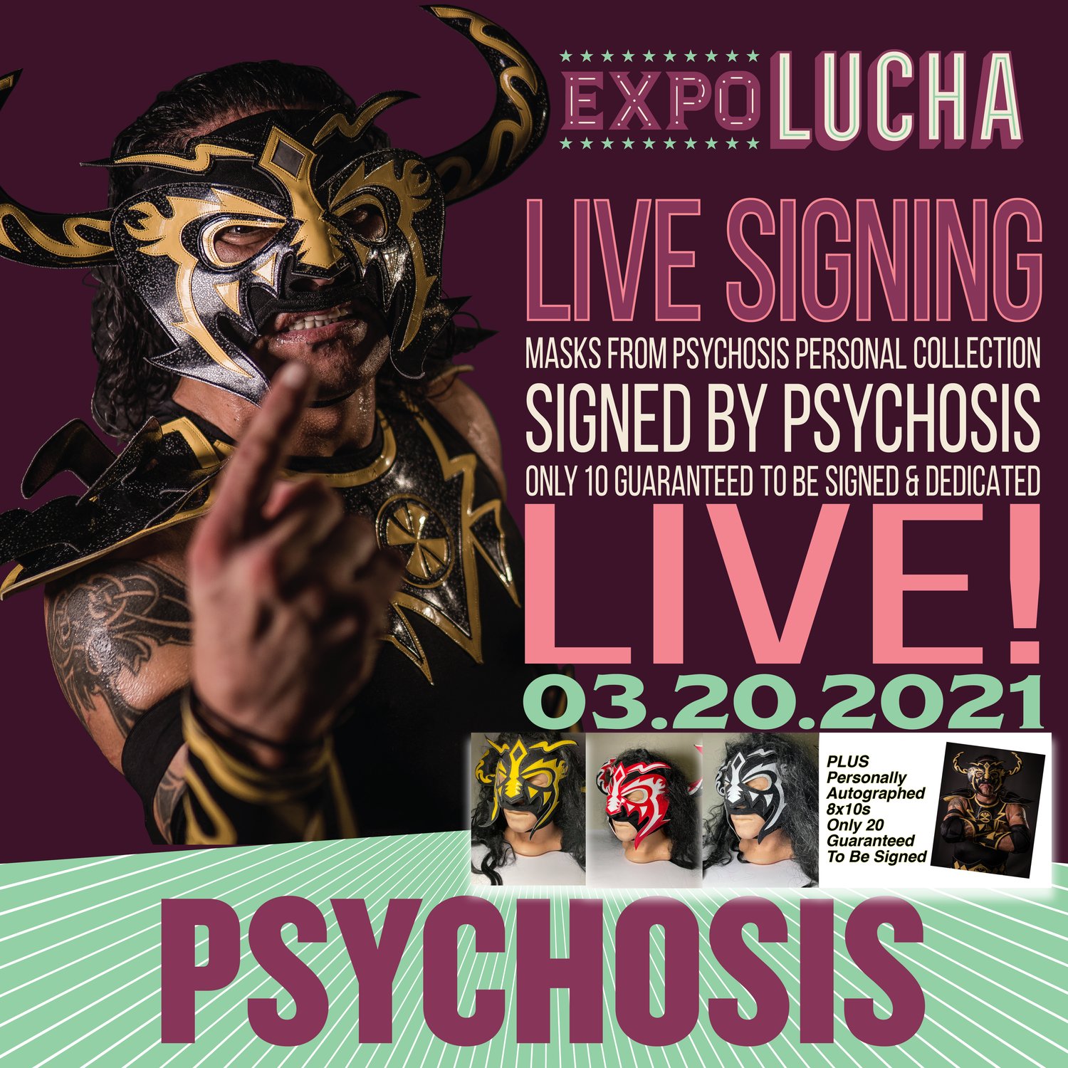 Image of Psychosis Masks To Be Personally Autographed LIVE