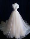 Ivory Tulle Elegant Off Shoulder Long Party Dress, Tulle Simple Wedding Dress